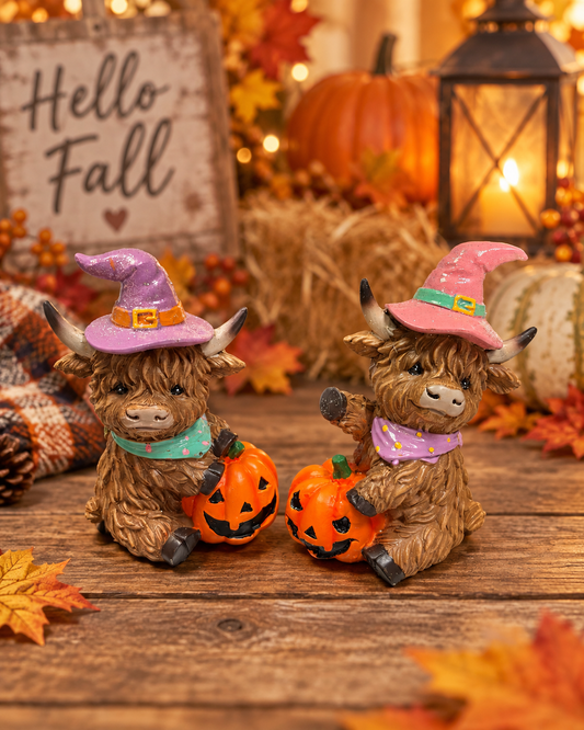 Witchy Pastel Highland Cow Set of 2
