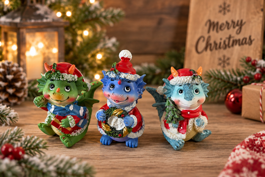 Christmas Dragon Hatchling Sitter set of 3