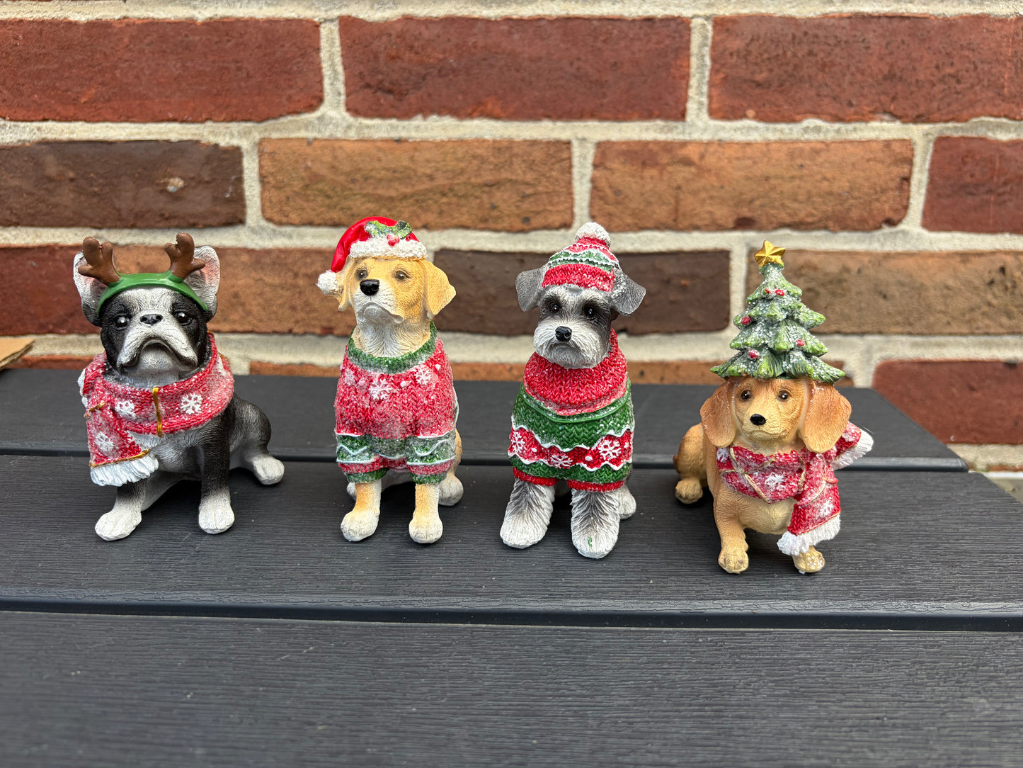 4..33" H Holiday Dog Fun SET OF 4