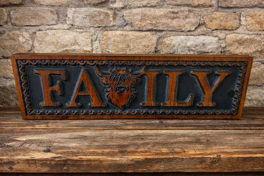 Family Highland Cow Sign