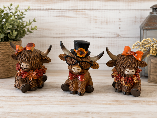 IN STOCK SET OF 3 Fall Highland Cows