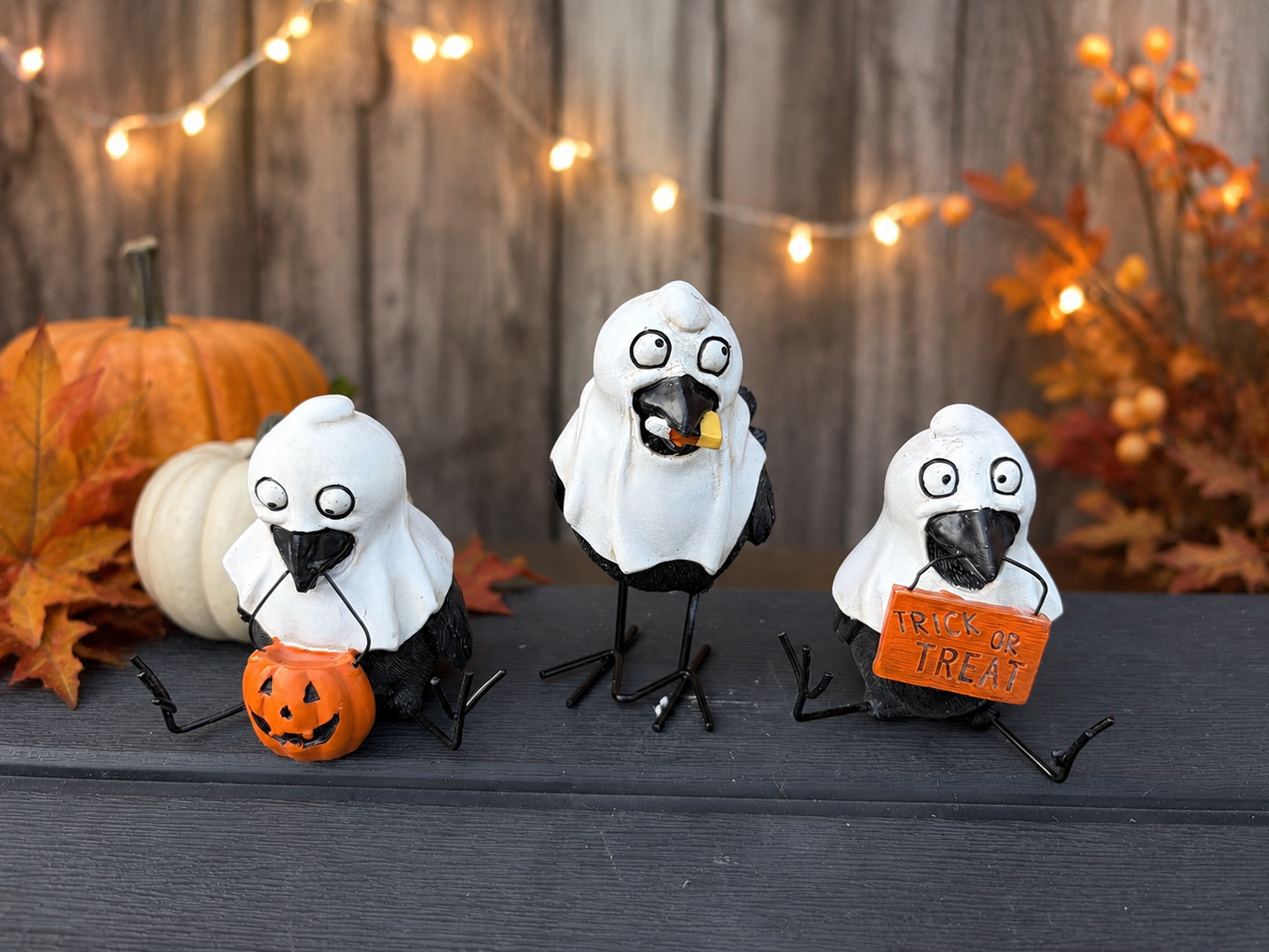 SET OF 3 GHOST CROWS