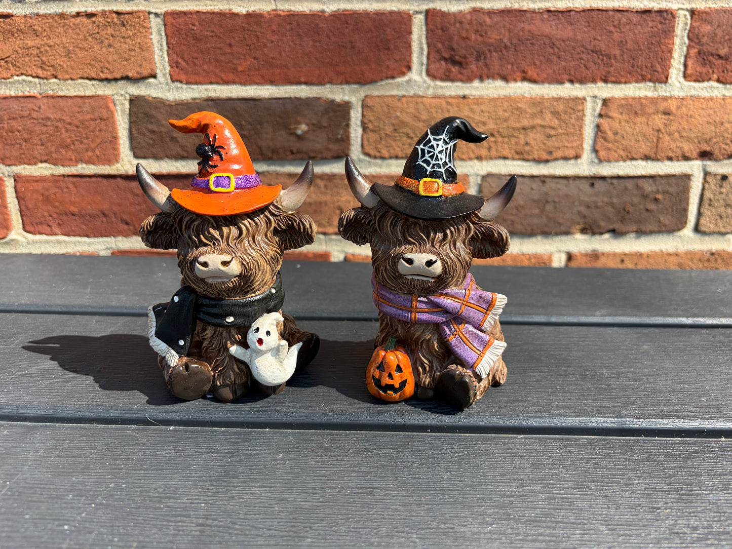 IN STOCK  5.12"H Resin Halloween Highland Cow SET OF 2