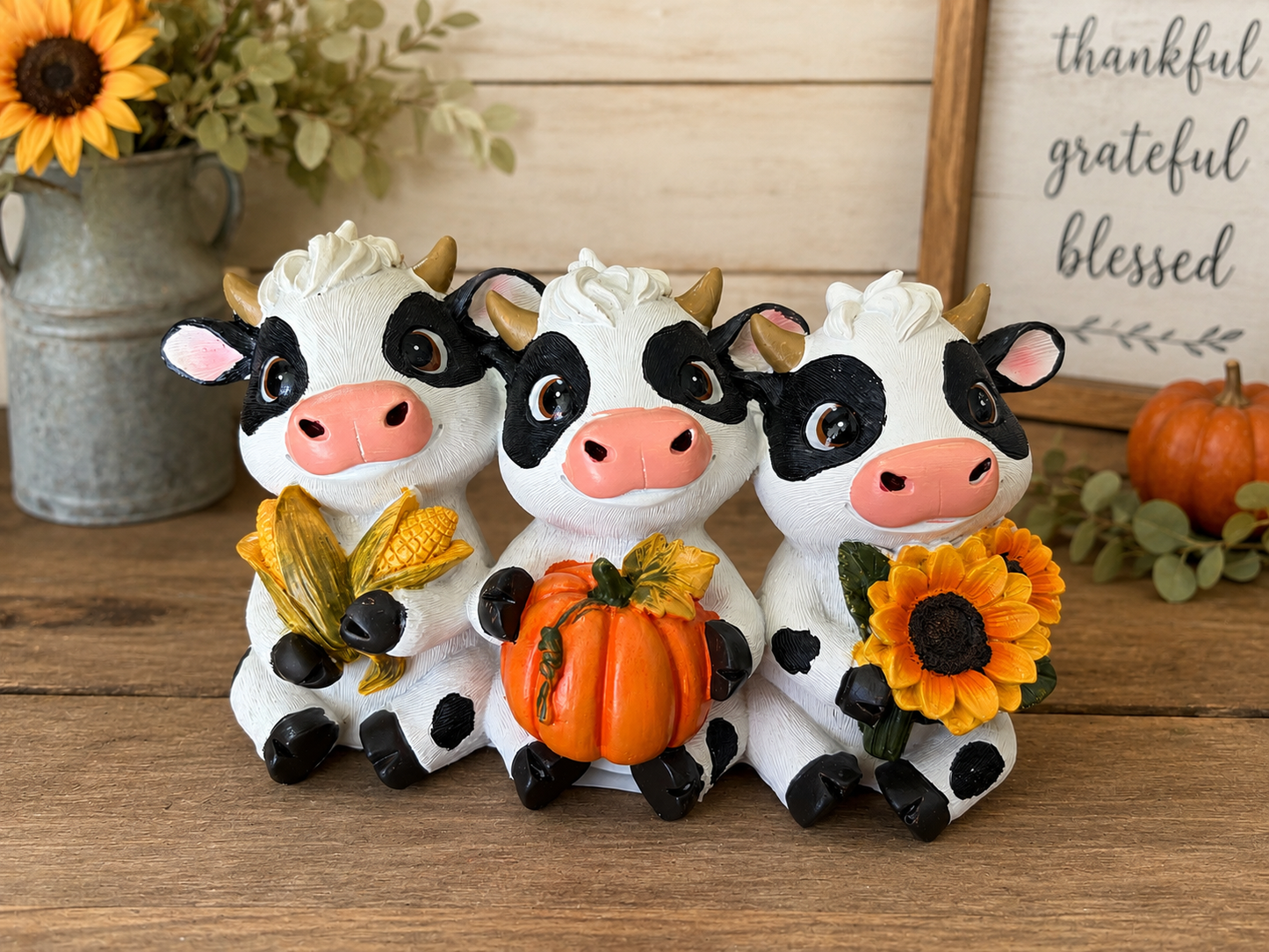 6.89"L Resin Harvest Milk Cows