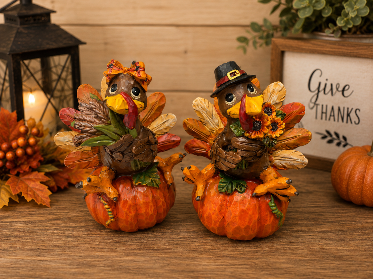 Set of two Resin Turkey