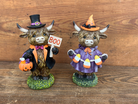Set of Two Halloween Highland Cows READY TO SHIP