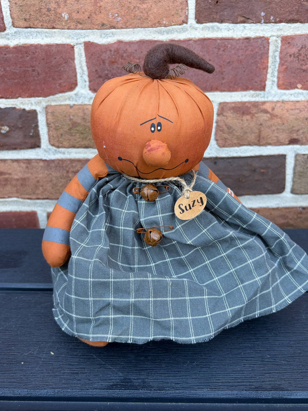 NEW Fabric Pumpkin Suzy Honey & Me Primitive Plush Fall Halloween