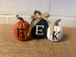 Halloween EEK Pumpkin Trio Decorative Accents Orange Black White Farmhouse Decor