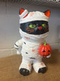 Halloween 10" Resin BLACK Cat Mummy Figurine CUTE Spooky Pumpkin Decoration