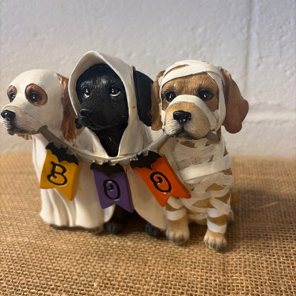 Costumed Pupper Dog Trio Tabletop Figure  Trick Treat