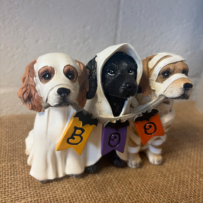 Costumed Pupper Dog Trio Tabletop Figure  Trick Treat