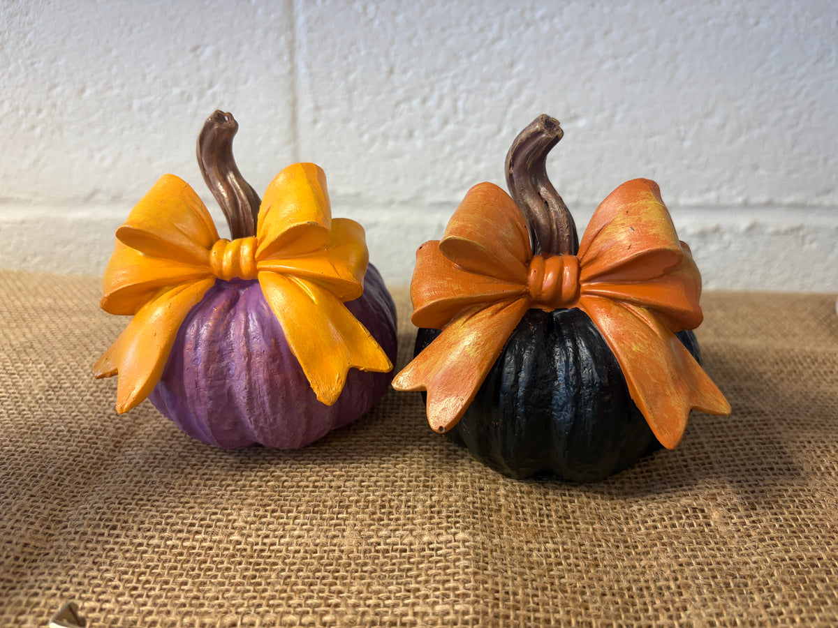 Set of Two Bow Pumpkins