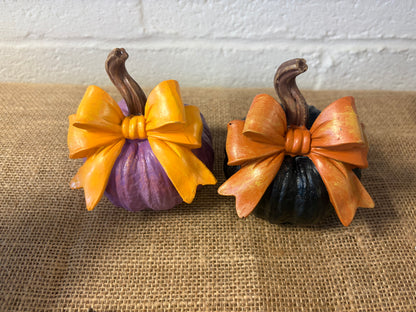 Set of Two Bow Pumpkins