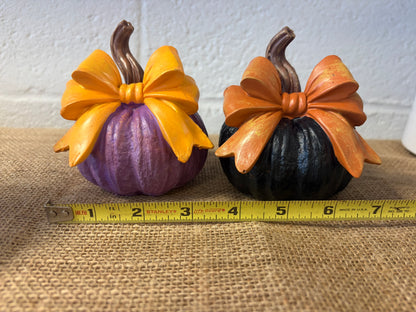 Set of Two Bow Pumpkins