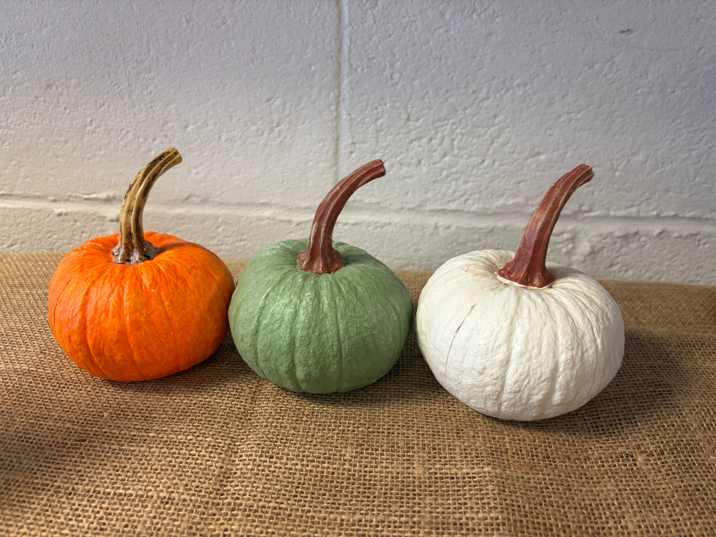 set of 3 steamed pumpkins resin