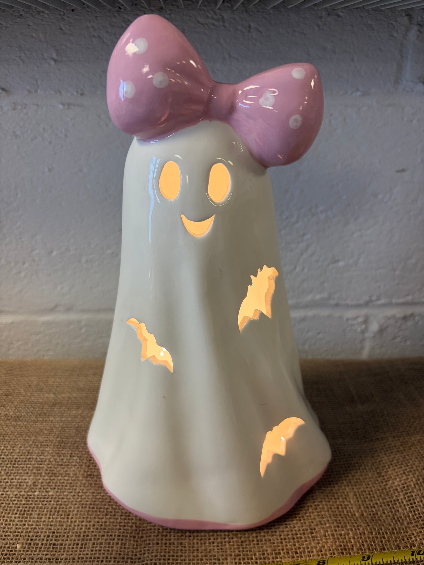 Light up Pink Bow Ghost  on head
