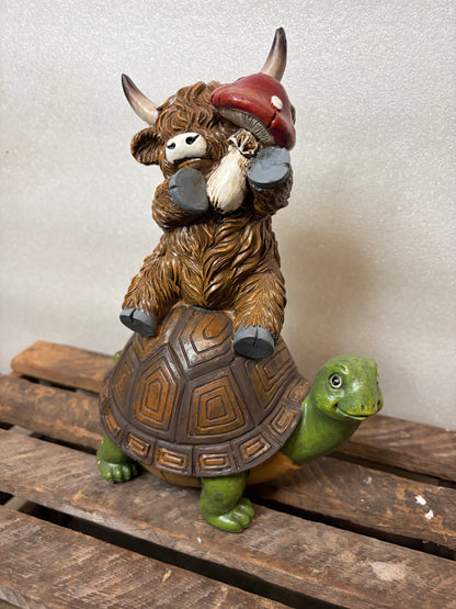 Highland Cow on a Turtle