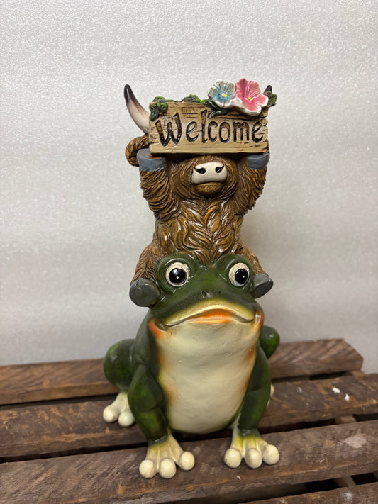 Highland Cow on a Frog