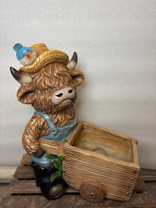 Highland Cow with Wheelbarrow LARGE