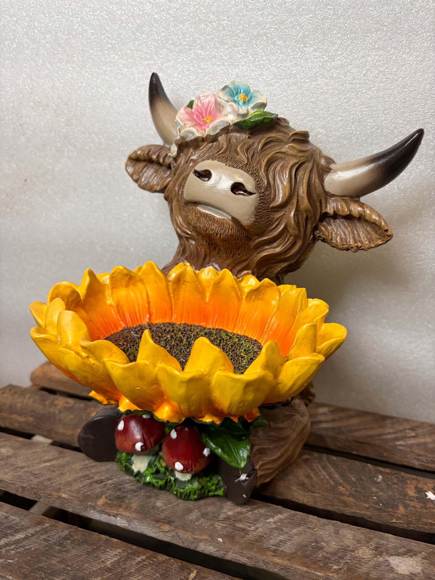 Highland Cow with Sunflower feeder/waterer