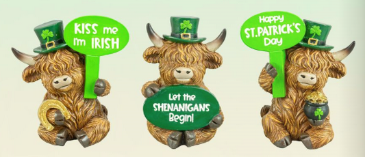 ST. Patty SET OF 3 Highland Cows PREORDER ONLY