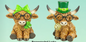 St. Patty Set of 2 Highland Cows IN STOCK