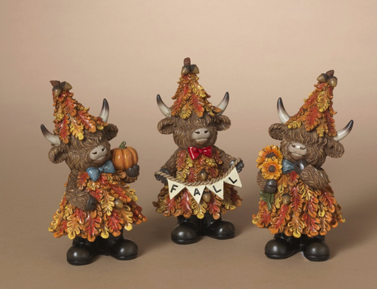 PREORDER ONLY 6.5"H Resin Harvest Highland Cow, SET OF 3