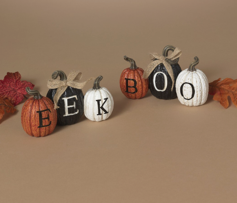 PREORDER ONLY 5.51"L Resin Halloween Pumpkin Decor SET OF 2
