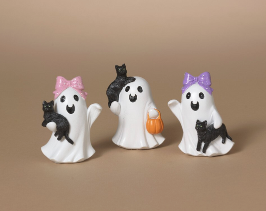 PREORDER ONLY 3.15"H Resin Halloween Ghost SET OF 3
