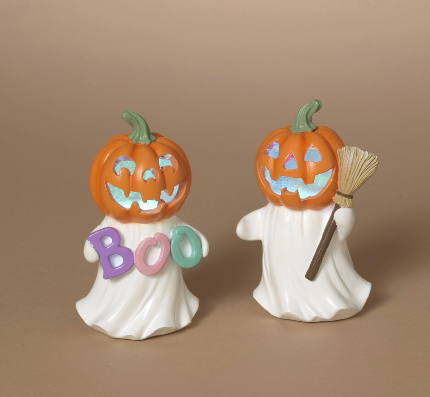 5.31"H B/O Lighted Resin Halloween Ghost w/ Timer SET OF 2
