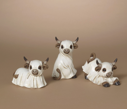 PREORDER ONLY 5.12"H Resin Halloween Highland Cow SET OF 3