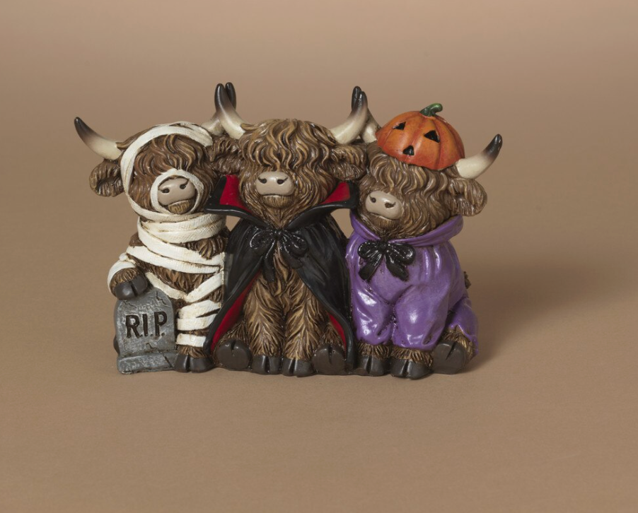 PREORDER ONLY 6.3"L Resin Halloween Highland Cows