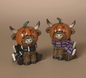 PREORDER ONLY 4.53"H Resin Halloween Highland Cow SET OF 2