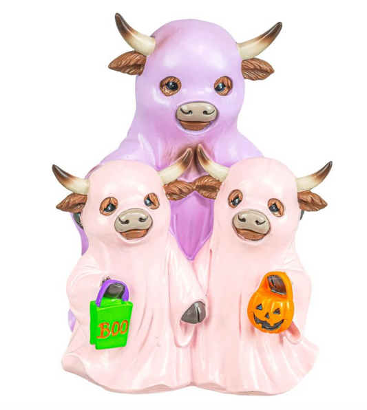 PREORDER ONLY Ghostly Pastel Highland Cow Trio Tabletop