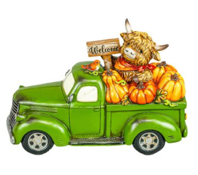PREORDER ONLY Highland Cow Harvest Welcome Truck GREEN