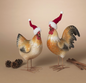 PREORDER ONLY 9.45"H Resin Holiday Hen & Rooster w/ Hat SET OF 2