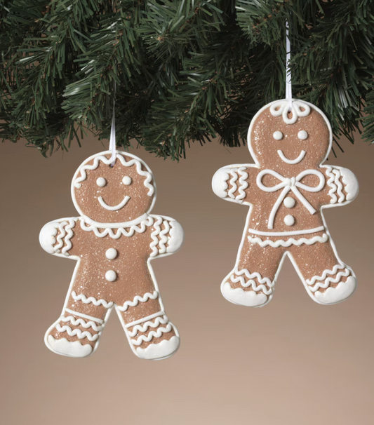 PREORDER ONLY 5"H Clay Dough Holiday Gingerbread Man Ornament SET OF 2