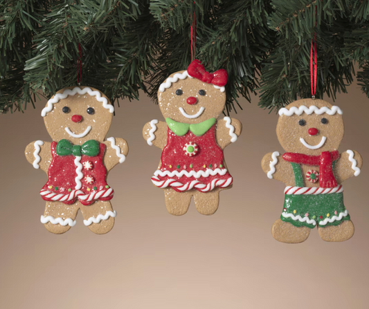 PREORDER ONLY 5"H Clay Dough Holiday Gingerbread Man Ornament SET OF 3