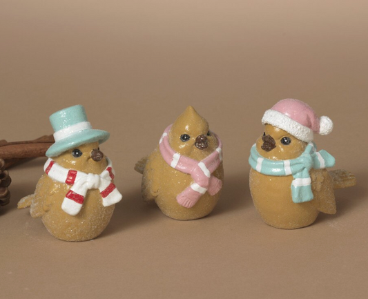 PREORDER ONLY 2.95"L Resin Holiday Gingerbread Bird SET OF 3