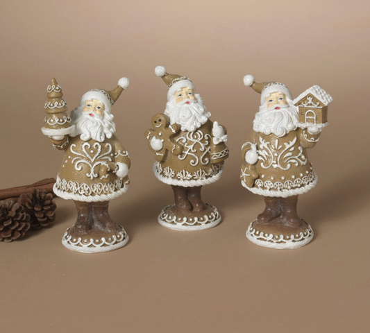 PREORDER ONLY 5.31"H Resin Holiday Santa SET OF 3