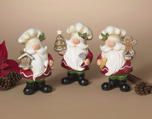PREORDER ONLY SET OF 3 6.3"H Resin Holiday Gnome Chef