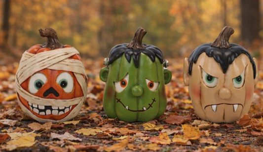 PREORDER ONLY RESIN HALLOWEEN SET OF 3 PUMPKINS