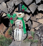 Recycled Metal Alpine Snowman with Walking Stick PREORDER ONLY