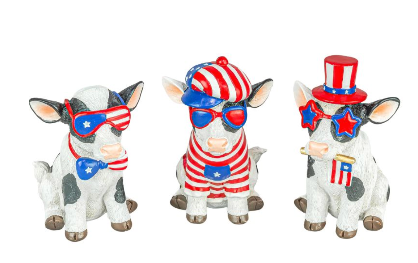 PREORDER ONLY Patriot Dairy Cow Tabletop SET OF 3