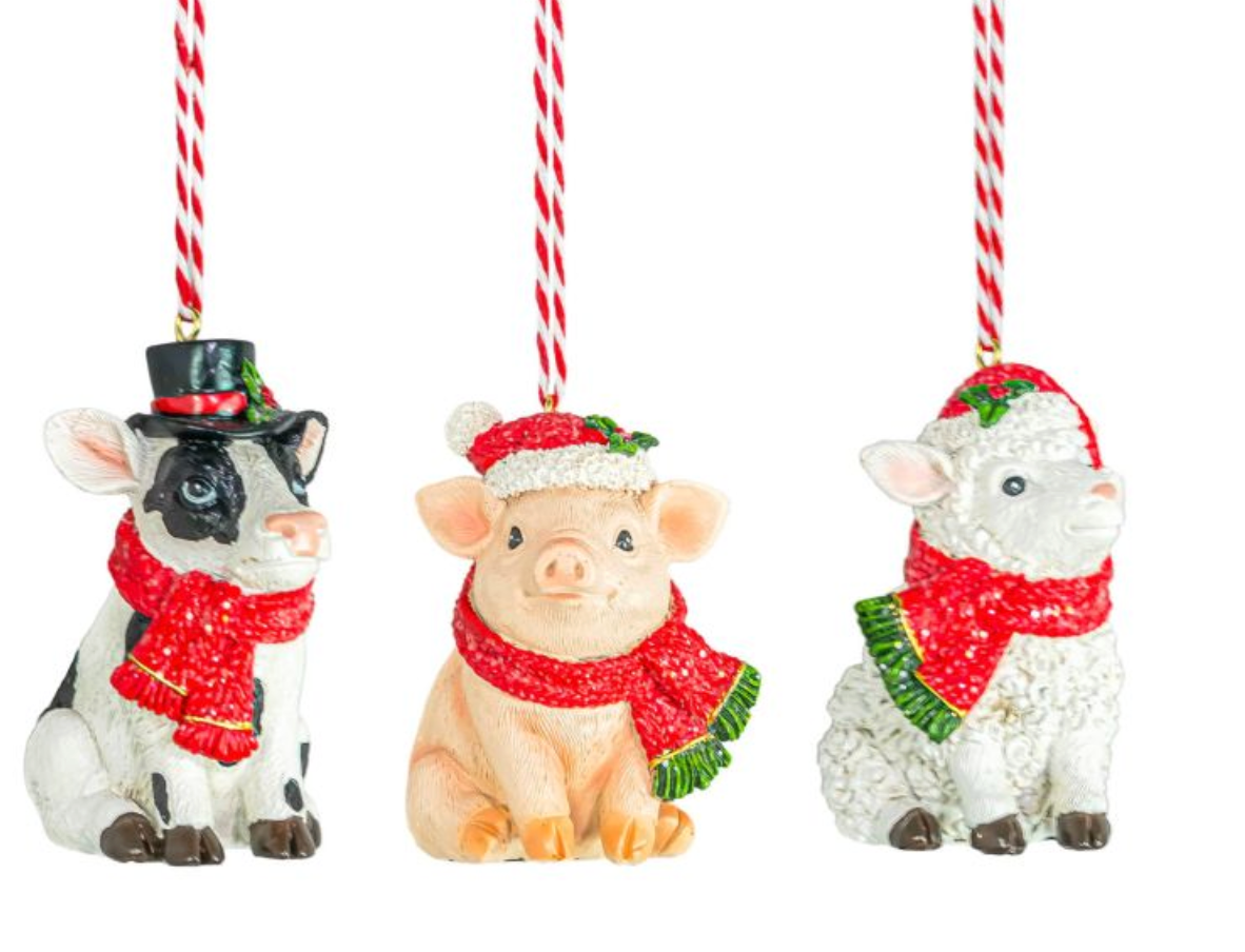 PRERODER ONLY SET OF 3 HOLLY JOLLY CRITTER ORNAMENTS