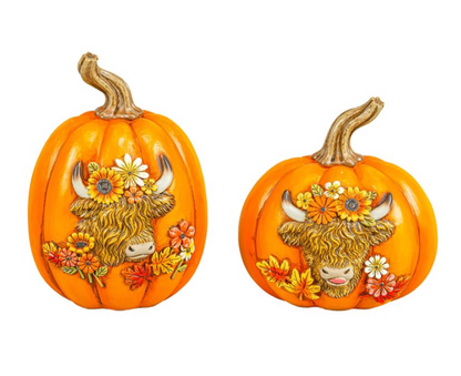 PREORDER ONLY Fall Foliage Highland Cow Pumpkin SOLD INDIVIDUALLY