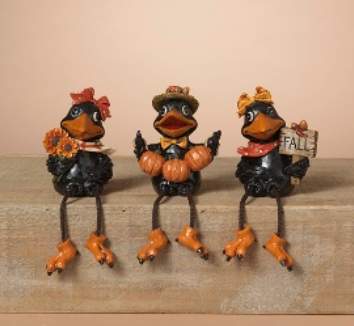 PREORDER ONLY 4" Harvest Crow Shelf Sitter SET OF 3