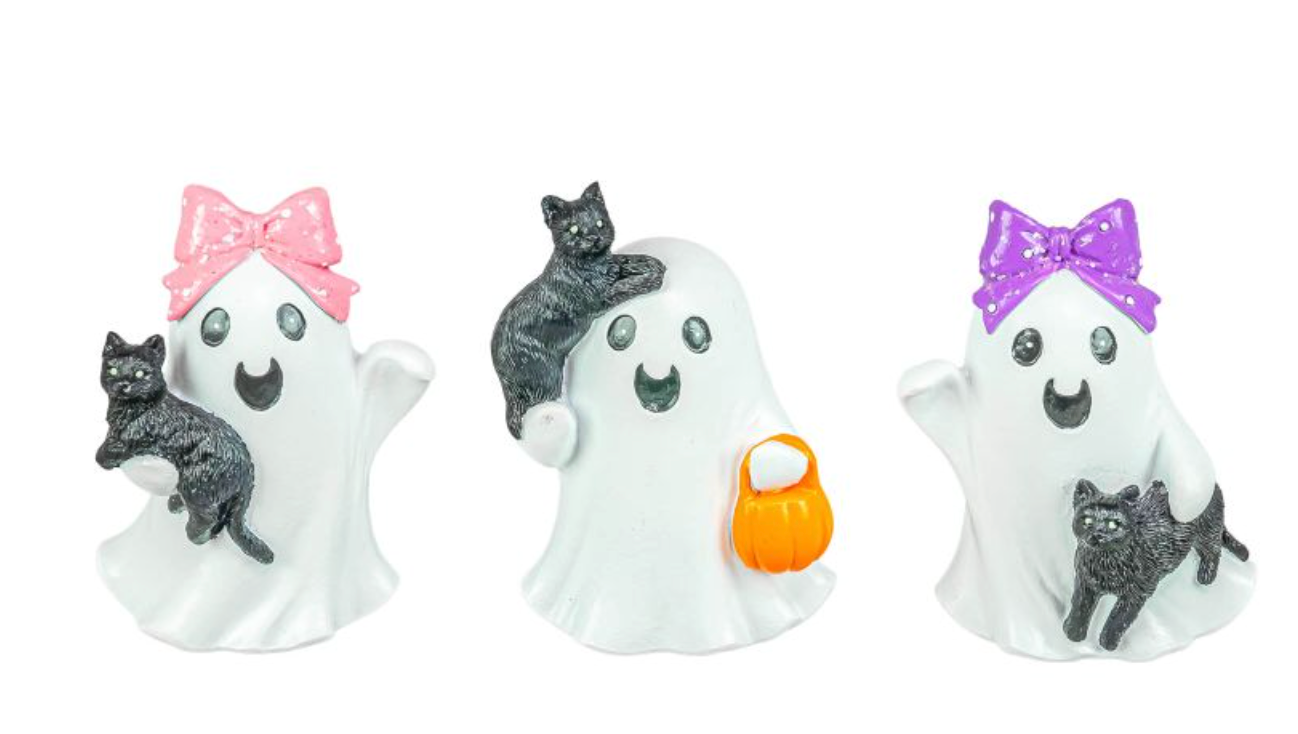 SET OF 3 Playful Black Cat Ghost