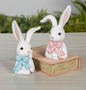 6.5"H Resin Easter Bunny w/ Bow SET OF 2