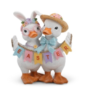 PREORDER ONLY 5.51" H Resin Easter Duck DUO